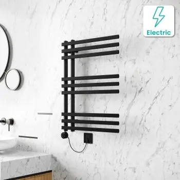 Madrid Electric Matt Black Designer Heated Towel Rail 800x600mm