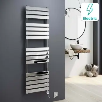 Santorini Electric Chrome Flat Panel Heated Towel Rail 1600x450mm