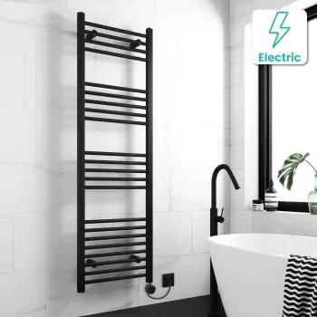 Barcelona Electric Matt Black Straight Heated Towel Rail 1600x500mm