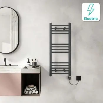Barcelona Electric Anthracite Straight Heated Towel Rail 1000x400mm