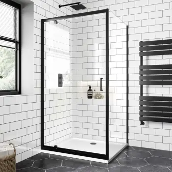 London Matt Black 6mm Pivot Shower Enclosure 1000x700mm