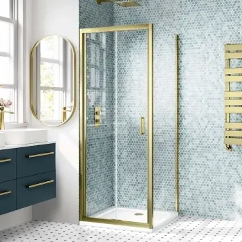 London Brushed Brass 6mm Bifold Shower Enclosure 760x760mm