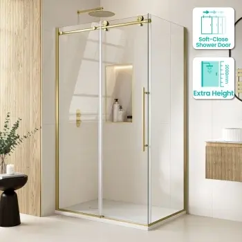 Prague Brushed Brass 8mm Sliding Shower Enclosure 1200x700mm
