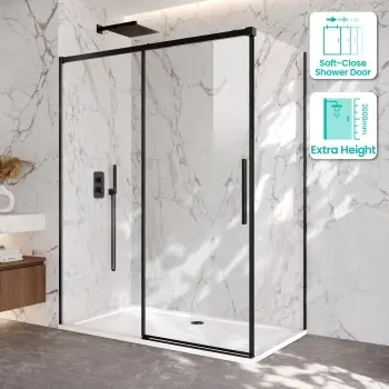Lisbon Matt Black 8mm Sliding Shower Enclosure 1500x900mm