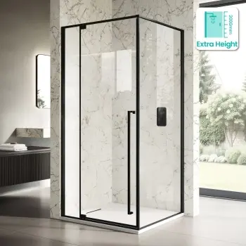 Cologne Matt Black Easy Clean 8mm Hinged Shower Enclosure 1100x800mm