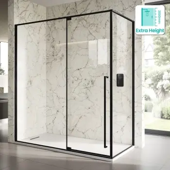 Cologne Matt Black Easy Clean 8mm Hinged Shower Enclosure 1800x900mm