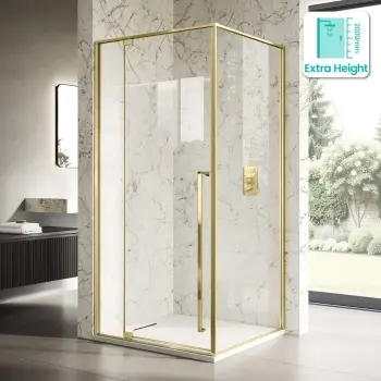 Cologne Brushed Brass Easy Clean 8mm Hinged Shower Enclosure 1000x900mm