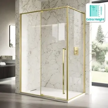 Cologne Brushed Brass Easy Clean 8mm Hinged Shower Enclosure 1400x700mm
