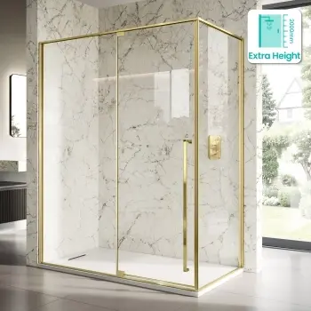 Cologne Brushed Brass Easy Clean 8mm Hinged Shower Enclosure 1600x900mm