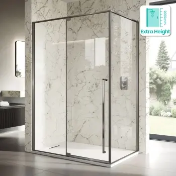 Cologne Brushed Gunmetal Easy Clean 8mm Hinged Shower Enclosure 1400x900mm