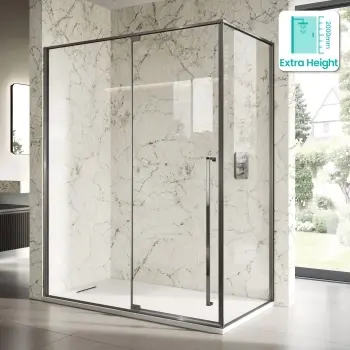 Cologne Brushed Gunmetal Easy Clean 8mm Hinged Shower Enclosure 1600x700mm