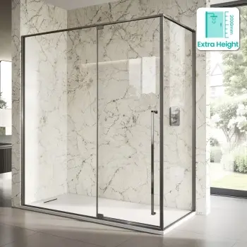 Cologne Brushed Gunmetal Easy Clean 8mm Hinged Shower Enclosure 1800x800mm