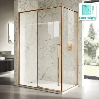Cologne Brushed Copper Easy Clean 8mm Hinged Shower Enclosure 1400x800mm