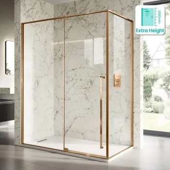 Cologne Brushed Copper Easy Clean 8mm Hinged Shower Enclosure 1600x700mm