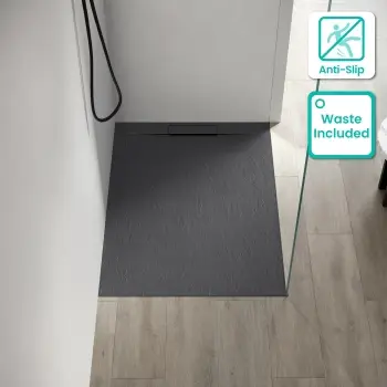 Tokyo Rectangular Matt Grey Slate Texture Stone Shower Tray 1200x700mm