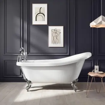 Highbury 1550mm Roll Top Slipper Bath - Chrome Ball Feet