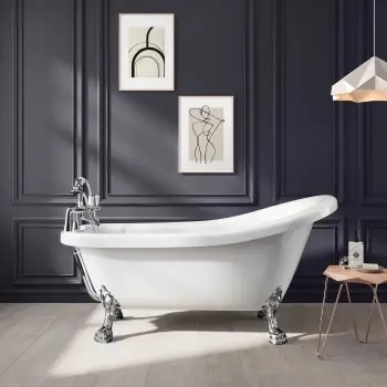 Highbury 1550mm Roll Top Slipper Bath - Chrome Claw Feet