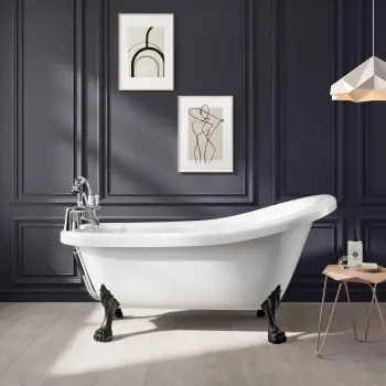 Highbury 1550mm Roll Top Slipper Bath - Black Claw Feet