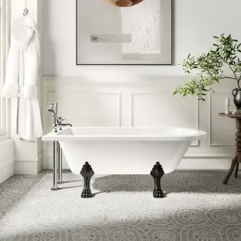Abingdon 1500mm Single Ended Roll Top Bath - Black Feet
