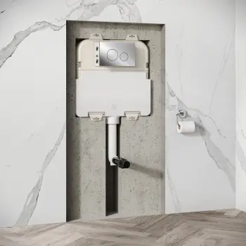 Idaho Pneumatic Concealed Cistern with Chrome Flush Plate - Round Buttons