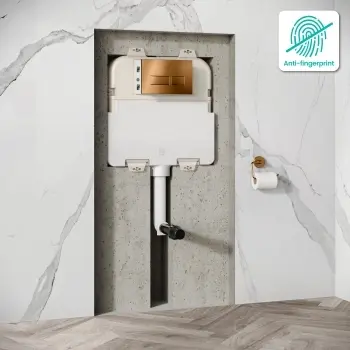 Idaho Pneumatic Concealed Cistern with Brushed Copper Flush Plate - Square Buttons