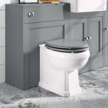 Hudson Traditional Back To Wall Toilet With Dove Grey Wooden Seat