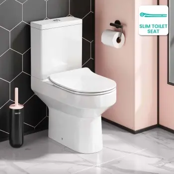 Denver Rimless Close Coupled Toilet With Soft Close Slim Seat