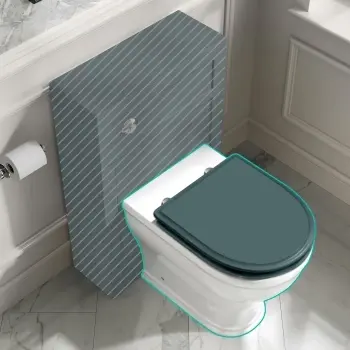 Kansas Traditional Rimless Back To Wall Toilet With Midnight Green Wooden Seat