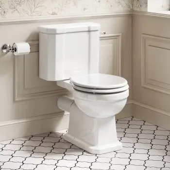 Enid Traditional Close Coupled Toilet With Gloss White Wooden Seat