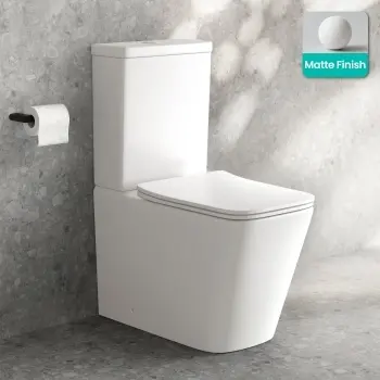 Kent Matt White Rimless Close Coupled Toilet With Premium Soft Close Slim Seat