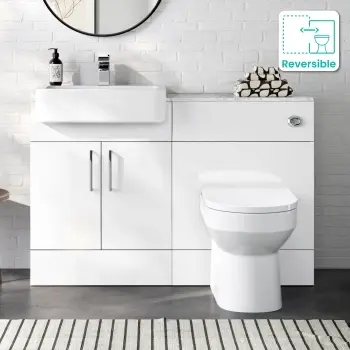 Harper Gloss White Combination Vanity Basin with Marble Top & Miami Toilet 1200mm