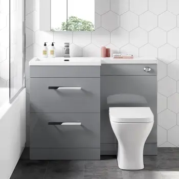 Avon Stone Grey Combination Basin Drawer and Atlanta Toilet 1100mm - Left Handed