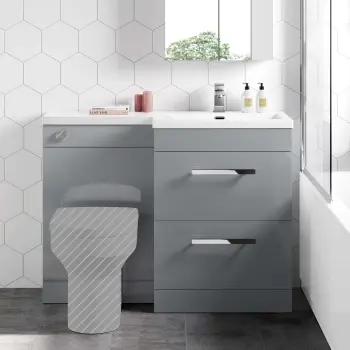 Avon Stone Grey Basin Vanity Drawer and Back To Wall Unit 1100mm - Right Handed