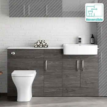 Harper Charcoal Elm Combination Vanity Basin with Marble Top & Atlanta Toilet 1500mm