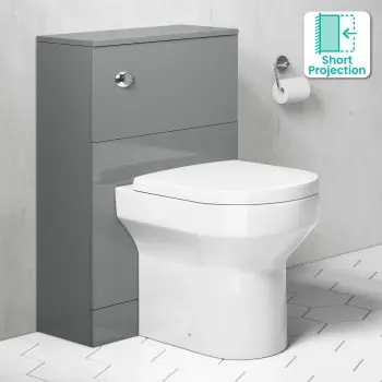 Austin Stone Grey Slimline Back To Wall Unit and Denver Toilet