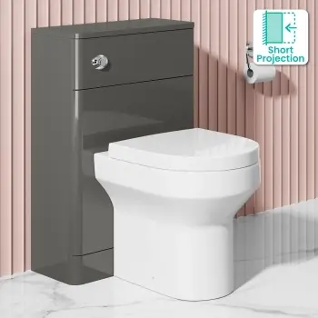 Bali Curved Tungsten Grey Slimline Back To Wall Unit and Denver Toilet