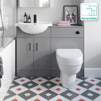 Quartz Stone Grey Combination Vanity Basin and Seattle Toilet 1050mm - Black Accents
