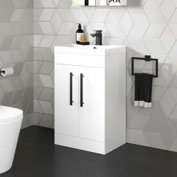 Avon Gloss White Basin Vanity 500mm - Black Accents