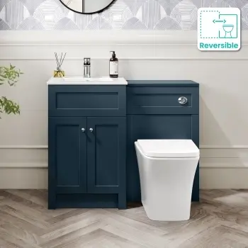Milos Navy Blue Combination Vanity Basin and Houston Toilet 1000mm - Chrome Handles