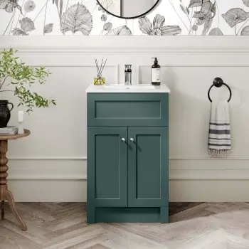 Milos Mystic Green Basin Vanity 500mm - Brushed Handles