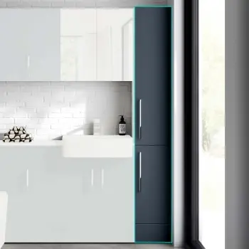 Harper Navy Blue Floor Standing Tall Cabinet Unit 1900x300mm