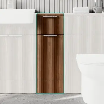 Sicily Fluted Black Walnut Side Cabinet Unit 300mm - Chrome Handles