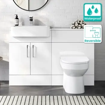 100% Waterproof - Harper Gloss White PVC Combination Vanity Basin and Miami Toilet 1200mm