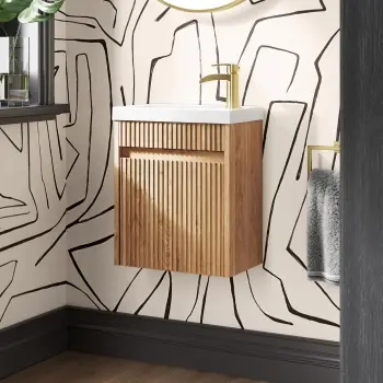 Hawaii Natural Oak Wall Hung Slimline Basin Vanity 400mm