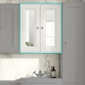 Cotton White Wall Hung Mirror Cabinet 700x600mm