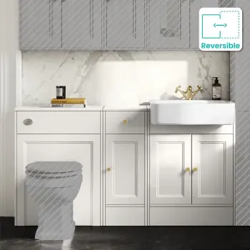 Monaco Cotton White Combination Vanity Basin 1500mm (Excludes Pan & Cistern) - Brushed Brass Accents