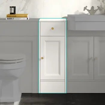 Monaco Cotton White Side Cabinet Unit 300mm - Brushed Brass Accents