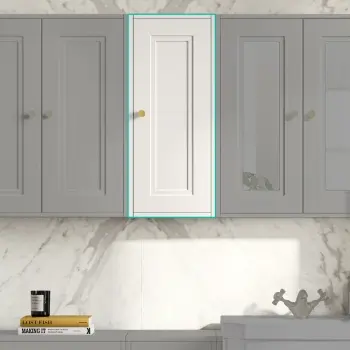 Cotton White Wall Hung Cabinet 700x300mm - Brushed Brass Accents