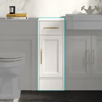 Monaco Cotton White Side Cabinet Unit 300mm - Brass Knurled Handles