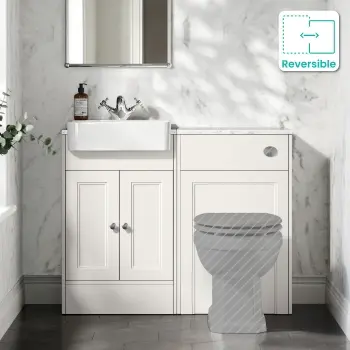 Monaco Cotton White Combination Vanity Basin with Marble Top 1000mm (Excludes Pan & Cistern)